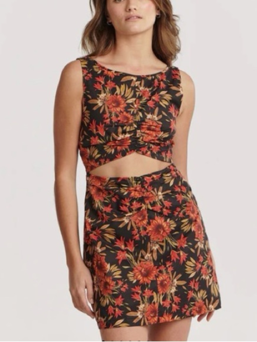 Charlie Holiday Harper Mini Dress Australiana Botanical Floral Cutout NWT